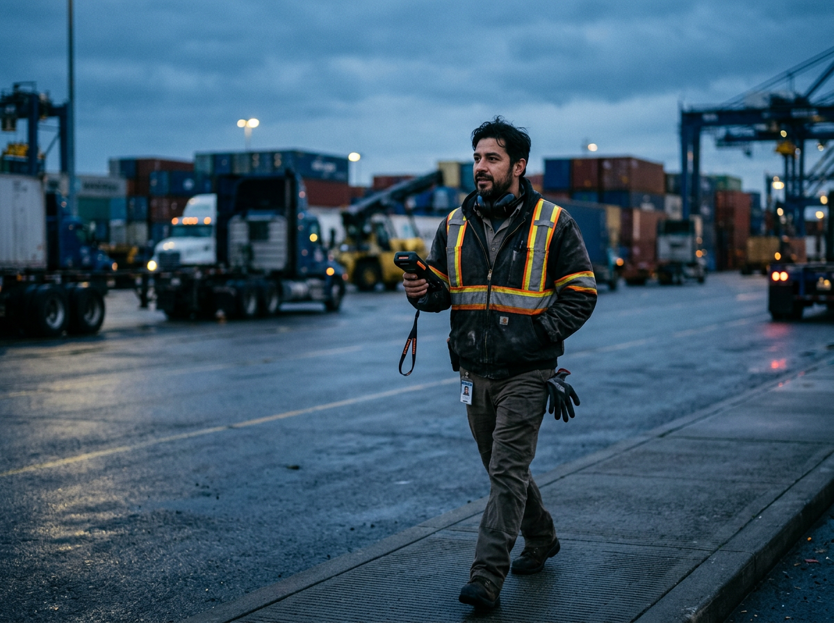 Logistics supervisor at a shipping dock